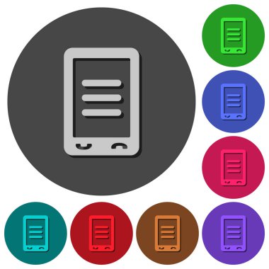 Yuvarlak mobil seçenekleri simgeler renk gölgeli arka planlar için malzeme tasarım