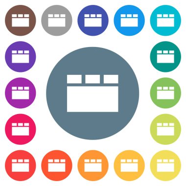 Yatay sekmeli düzen düz beyaz simgeleri yuvarlak renkli arka planlar. 17 arka plan renk değişimleri dahil.