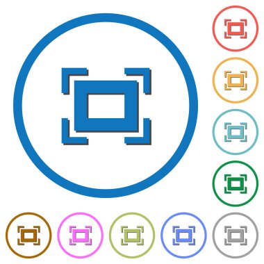 Tam ekran düz renk vektör simgeler gölgelerde ile özetliyor beyaz arka plan üzerinde yuvarlak