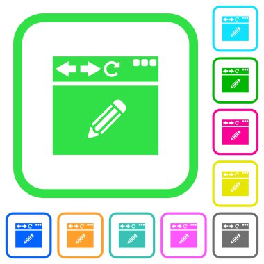 Tarayıcı beyaz arka plan üzerinde eğri sınırları canlı renkli düz simgeleri Düzenle