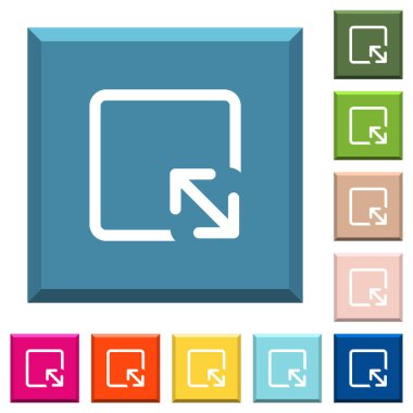 Nesne beyaz simgeleri çeşitli moda renklerde ucu keskin kare düğmeleri yeniden boyutlandırma