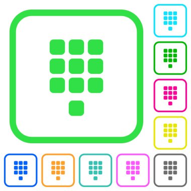 Beyaz arka plan üzerinde eğri sınırları Pad canlı renkli düz simgeler çevirin