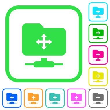 FTP hareket canlı renkli düz simgeler eğri sınırları içinde beyaz arka plan üzerinde