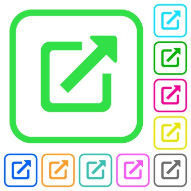 Dış bağlantı beyaz arka plan üzerinde eğri sınırları içinde canlı renkli düz simgeler