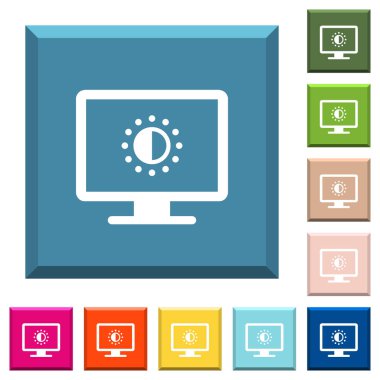 Ekran doygunluk beyaz simgeleri çeşitli moda renklerde ucu keskin kare düğmeleri ayarlamak