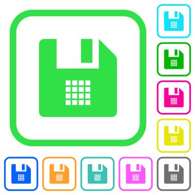 Beyaz arka plan üzerinde eğri sınırları içinde kılavuz görünümü canlı renkli düz simgeler dosya