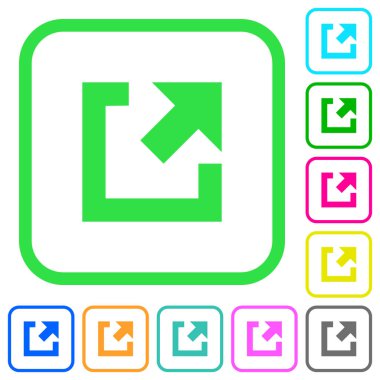 Dış bağlantı beyaz arka plan üzerinde eğri sınırları içinde canlı renkli düz simgeler