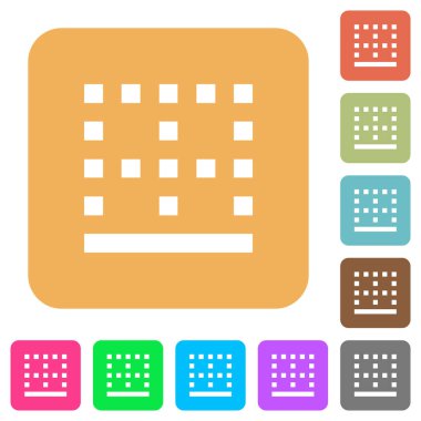 Alt sınır düz simgeleri Yuvarlatılmış kare canlı renkli arka planlar.