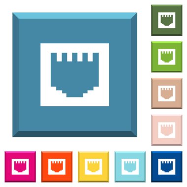 Ethernet bağlayıcı beyaz simgeleri çeşitli moda renklerde ucu keskin kare düğmeleri