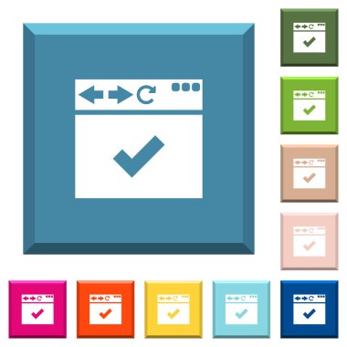 Tarayıcı ok beyaz simgeleri çeşitli moda renklerde ucu keskin kare düğmeleri