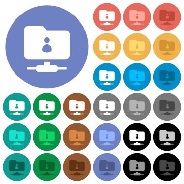 Ftp dizin sahibi çok düz simgeler üzerinde renkli arka planlar yuvarlak. Beyaz, açık ve koyu kutsal kişilerin resmi varyasyon vurgulu ve etkin durumu efektleri ve bonus tonları siyah backgounds tarih dahil.