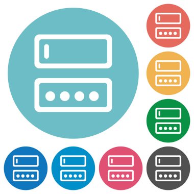 Girerek oturum açma adı ve parola düz yuvarlak renkli arka planlar üzerinde beyaz simgeler