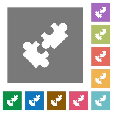 İşbirliği basit düz simgeleri kare arka planlar renk