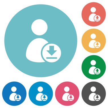 Download Kullanıcı hesap düz beyaz simgeler üzerinde yuvarlak renkli arka planlar