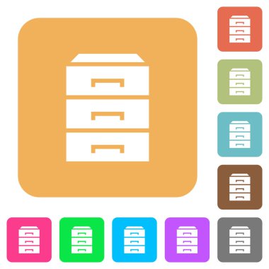 Yuvarlatılmış kare canlı renkli arka planlar üzerinde düz simgeleri kategorilere ayırma.