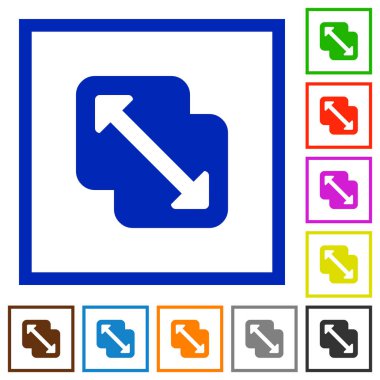 Kare kare beyaz arka plan üzerinde şekiller düz renk simgeleri birleştirme