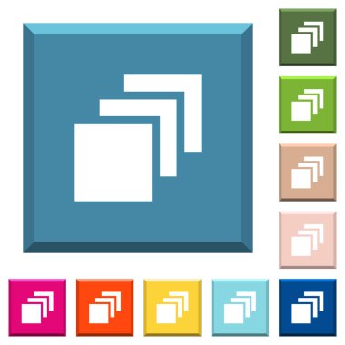 Birden çok tuvaller simgeleri çeşitli moda renklerde ucu keskin kare düğmeleri beyaz