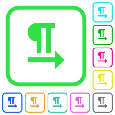 Beyaz arka plan üzerinde eğri sınırları içinde düz simgeler soldan sağa metin yönü canlı renkte