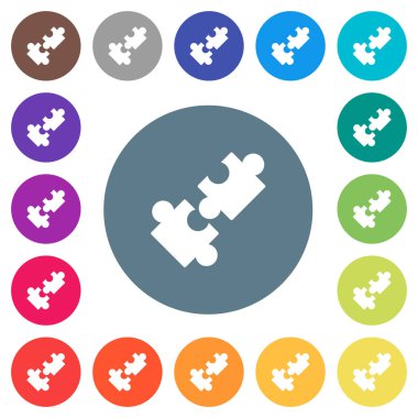 Yuvarlak renkli arka planlar üzerinde işbirliği düz beyaz simgeler. 17 arka plan renk değişimleri dahil.