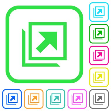 Beyaz arka plan üzerinde eğri sınırları içinde düz simgeler açık içinde yeni pencere canlı renkte