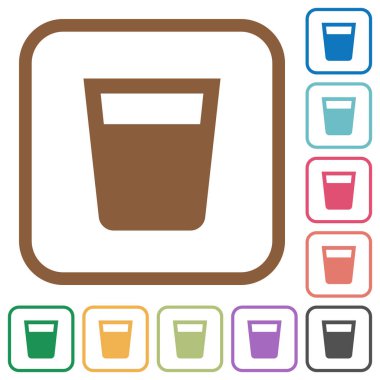 İçki basit simgeler renkli kare kare beyaz arka plan üzerinde yuvarlak