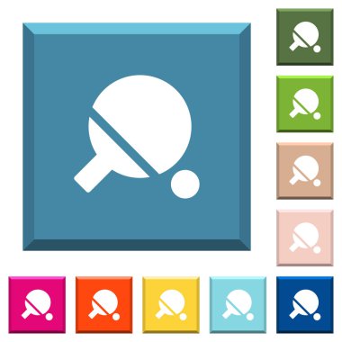 Masa Tenisi beyaz simgeleri çeşitli moda renklerde ucu keskin kare düğmeleri