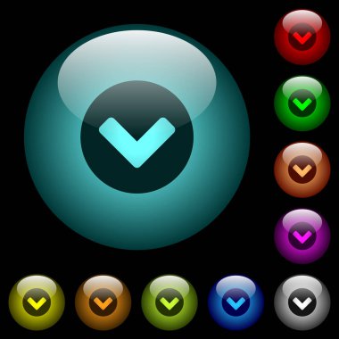 Sembol simgeler siyah arka plan üzerinde renkli ışıklı küresel cam düğmeleri aşağı. Siyah veya koyu şablonları için kullanılabilir