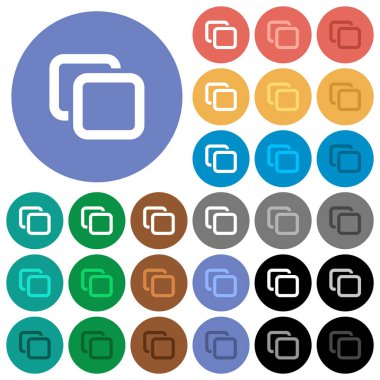 Sekmeler çok yuvarlak arka planlar üzerinde düz simgeler renkte. Beyaz, açık ve koyu kutsal kişilerin resmi varyasyon vurgulu ve etkin durumu efektleri ve bonus tonları siyah backgounds tarih dahil.