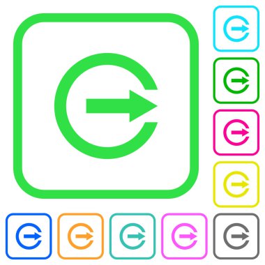 Beyaz arka plan üzerinde eğri kenarlıklar iç ok canlı renkli düz simgeler vermek