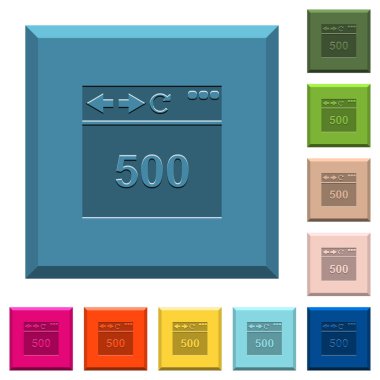Tarayıcı 500 iç sunucu hatası simgeler ucu keskin kare düğmeleri çeşitli moda renklerde işlemeli
