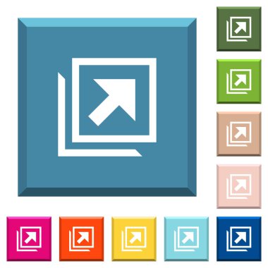 Açık içinde yeni pencere beyaz simgeler çeşitli moda renklerde ucu keskin kare düğmeleri