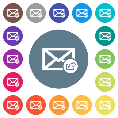 Yuvarlak renkli arka planlar posta düz beyaz simgeleri dışa aktarın. 17 arka plan renk değişimleri dahil.