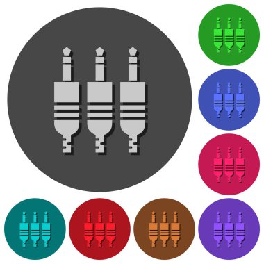 Yuvarlak analog jack bağlayıcılar simgeler renk gölgeli arka planlar için malzeme tasarım