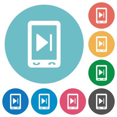 Mobil medya yuvarlak renkli arka planlar bir sonraki düz beyaz simgeleri