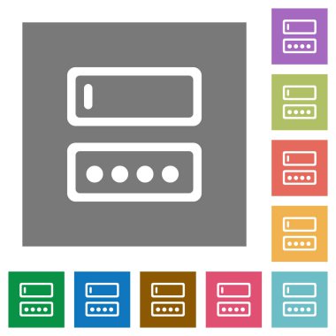 Oturum açma adı ve parola düz simgeler basit renkli kare arka planlar üzerinde girme