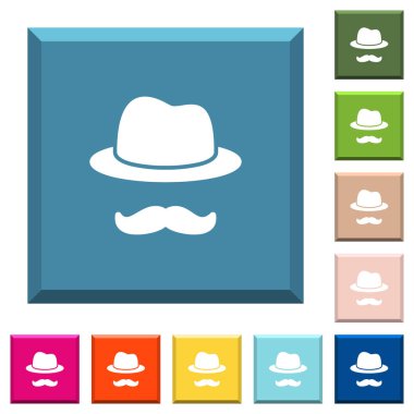 Gizli beyaz simgeleri çeşitli moda renklerde ucu keskin kare düğmeleri