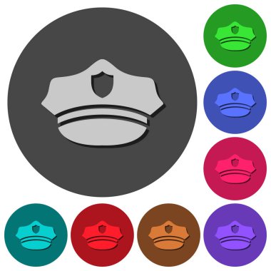 Yuvarlak polis şapka simgeler renk gölgeli arka planlar için malzeme tasarım