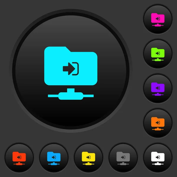 Ftp Темні Кнопки Входу Яскравими Кольоровими Піктограмами Темно Сірому Фоні — стоковий вектор