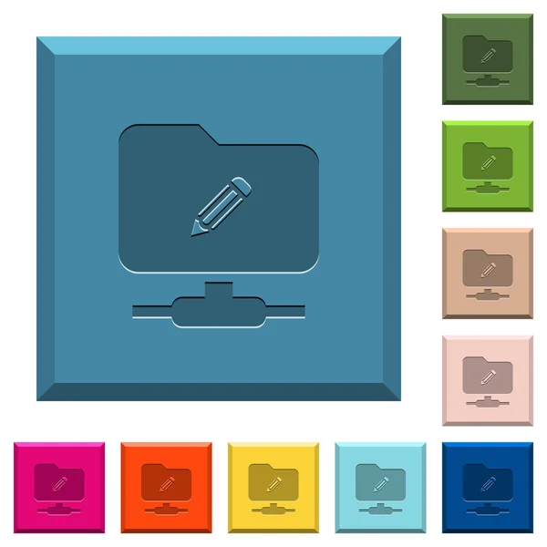 Ftp Editar Iconos Grabados Botones Cuadrados Con Bordes Varios Colores — Vector de stock