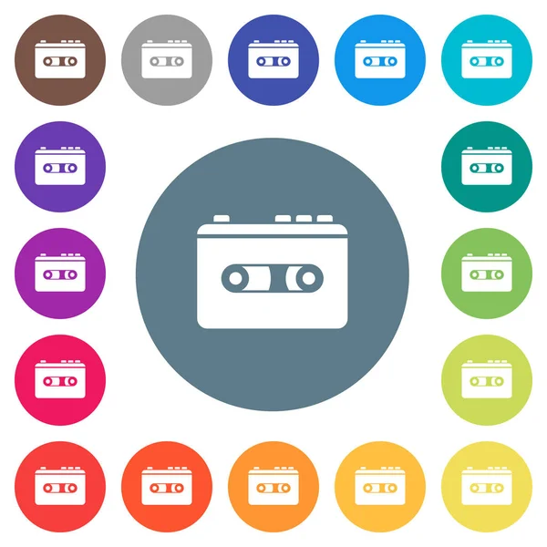 Vintage Retro Walkman Flat White Icons Color Backgrounds Background Color — Stock Vector