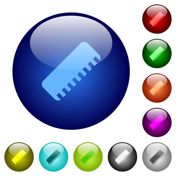 Ícones Régua Botões Vidro Cor Redonda —  Vetores de Stock