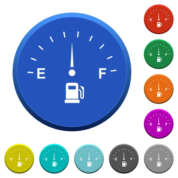 Yakıt Göstergesi Yuvarlak Renk Eğimli Düğmeleri Ile Pürüzsüz Yüzeylerde Düz — Stok Vektör