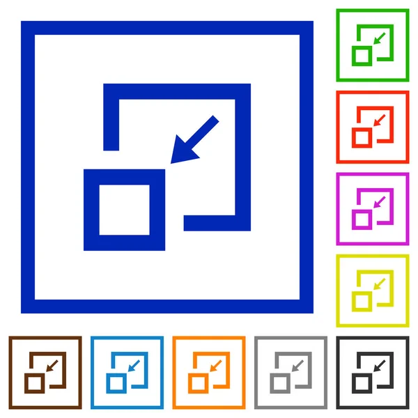 Rétrécissez Les Icônes Couleur Plates Fenêtre Dans Des Cadres Carrés — Image vectorielle