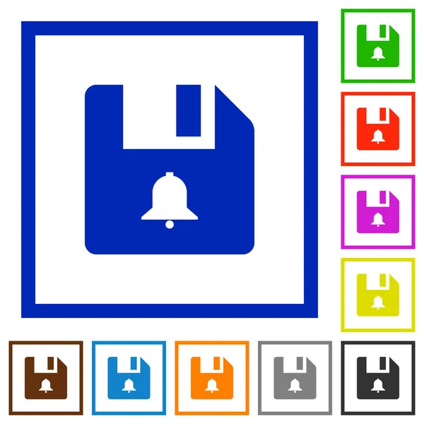 Archivo Alertas Iconos Color Plano Marcos Cuadrados Sobre Fondo Blanco — Vector de stock