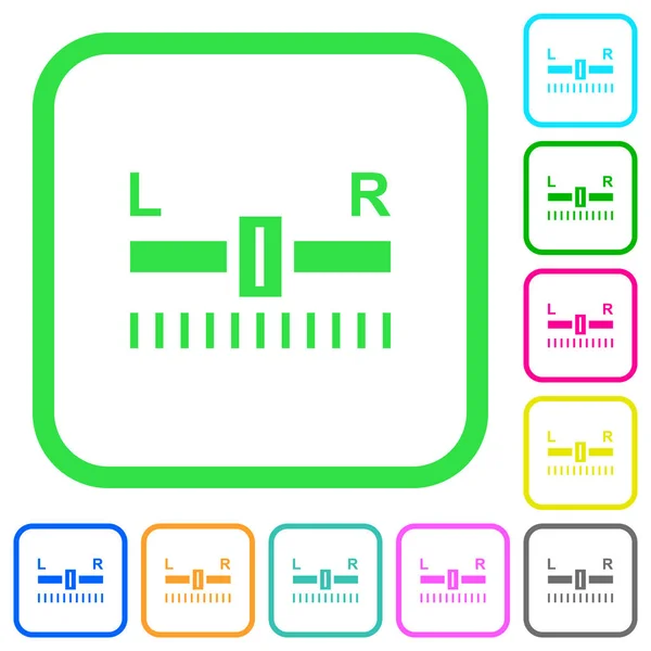 Audio Balance Control Lebhafte Farbige Flache Symbole Gebogenen Rändern Auf — Stockvektor