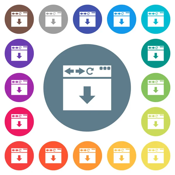 Navigateur Défiler Vers Bas Des Icônes Blanches Plates Sur Des — Image vectorielle