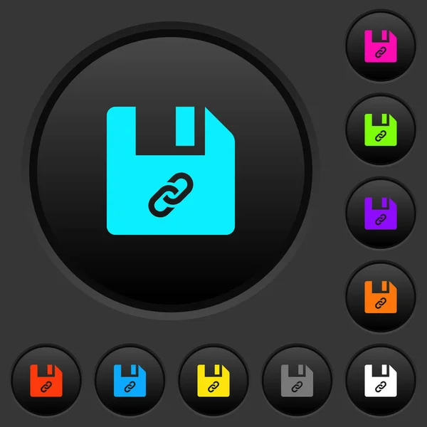 File Attachment Dark Push Buttons Vivid Color Icons Dark Grey — Stock Vector