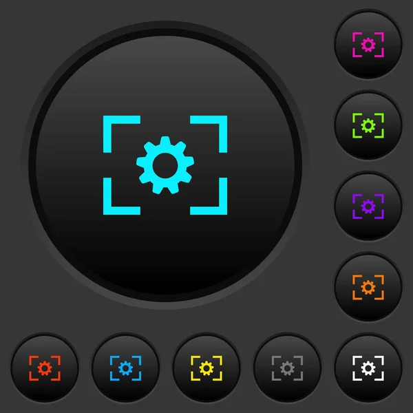 Camera Setting Dark Push Buttons Vivid Color Icons Dark Grey — Stock Vector
