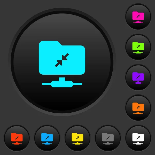 Ftp Сжатие Темных Кнопок Яркими Цветовыми Значками Темно Сером Фоне — стоковый вектор