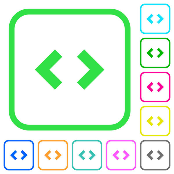 Сценарий кода яркие цветные плоские иконки в изогнутых границах на белом фоне